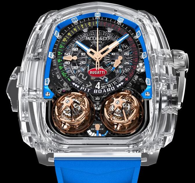 Jacob & Co Replica watch TWIN TURBO FURIOUS BUGATTI SAPPHIRE CRYSTAL BLUE INNER RING TT220.80.AA.AB.A